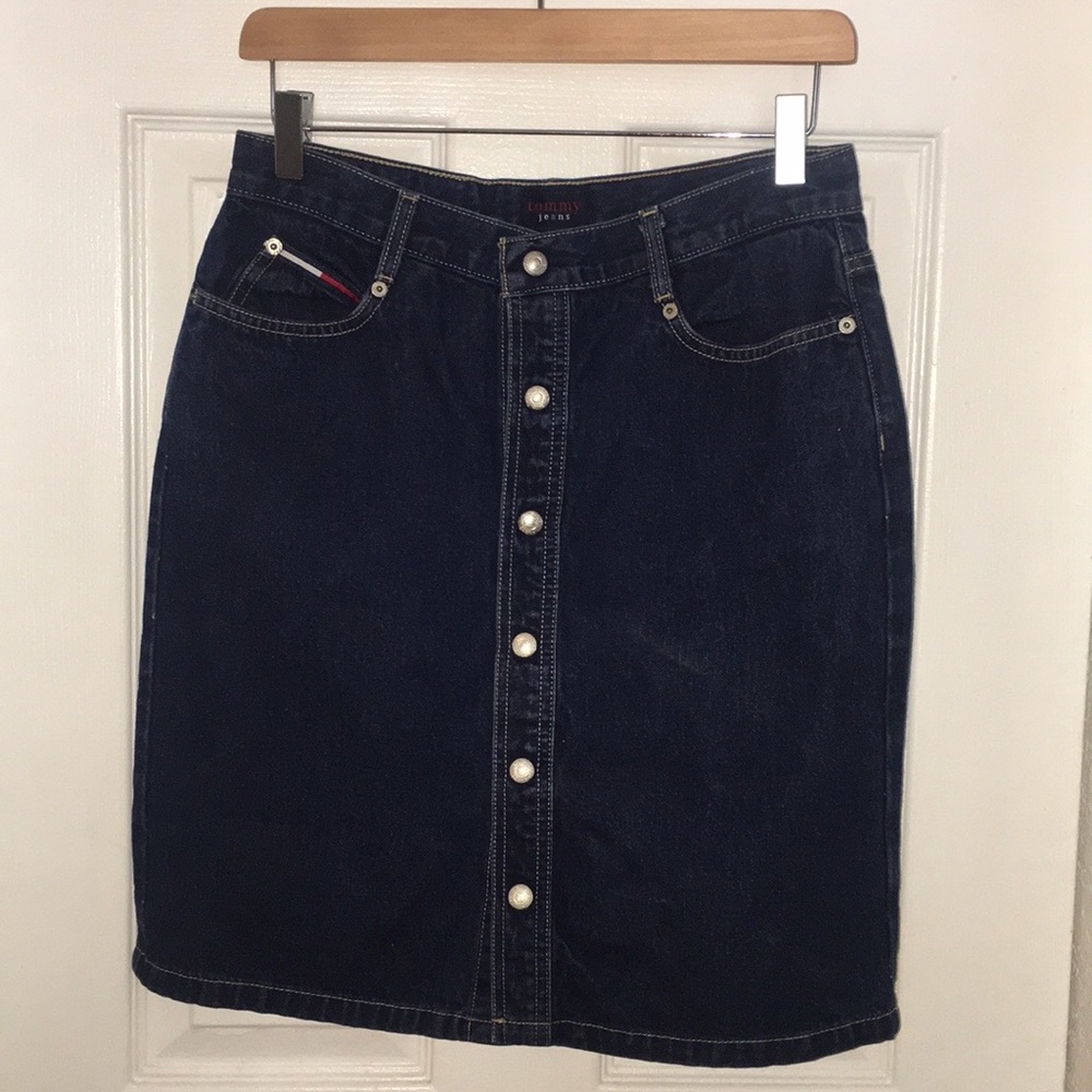 Y2K Tommy Jeans Button Front Denim Skirt - Picture 9 of 14
